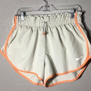 Nike Dri Fit Running Shorts W/ Liner Women’s Size XL Color Gray/Orange